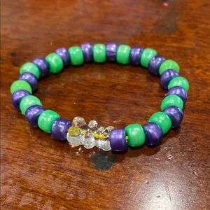 Purple and Green Beaded Bracelet